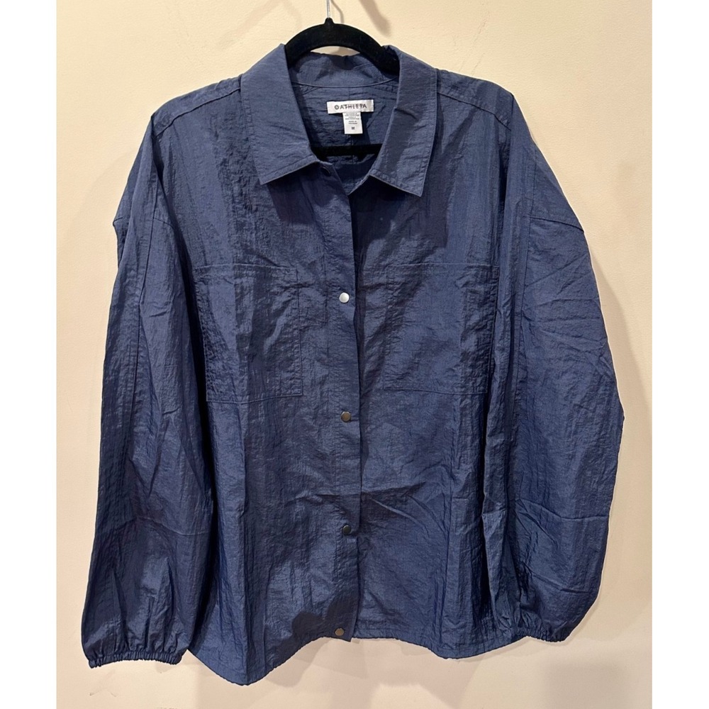 Athleta Lunar Sheen Snap Nylon Shirt Jacket Lightweight Dark Gray Sz Med $129